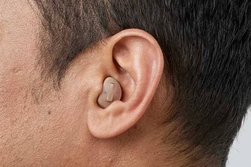 In-The-Ear hearing aid shown in ear