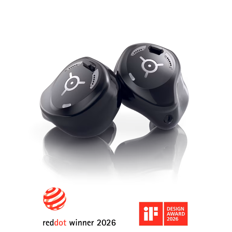 Phonak Virto Infinio custom in-the-ear hearing aids, winners of the Red Dot and iF Design Awards 2026
