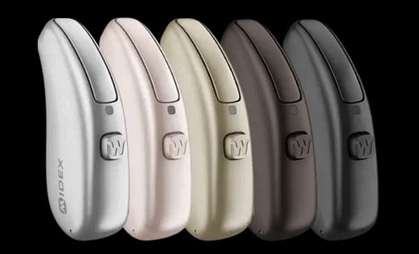 Widex Allure RIC hearing aids in five finishes